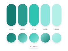 the different shades of teal are shown in this graphic design tool sheet, which shows how