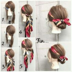 Head Scarf Bun, How To Tie Head Scarf Styles, Hairstyles With Scarf, Work Hair, Hair Upstyles, Good Hair Day