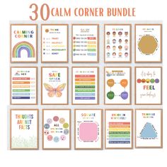 the 30 calm corner bundle includes posters, cards and stickers