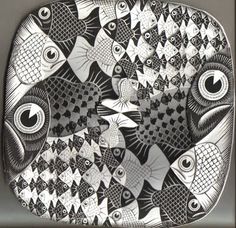 a black and white drawing of many fish