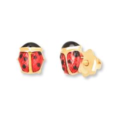 These delightful ladybug children's earrings are crafted of 14K yellow gold and decorated with enamel. The earrings secure with screw backs. Yellow Gold Enamel Huggie Jewelry, Nickel-free Yellow Gold Enamel Earrings, Playful Gold Enamel Earrings, Ladybug Earrings, Gold Stock, Jewelry Advice, Helzberg Diamonds, Childrens Jewelry, Accessories Jewelry Earrings