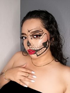 Maquillaje calavera, makeup skull, maquillaje, makeup, maquillaje halloween, makeup halloween, halloween2021 Make Up Ideas, Make Up