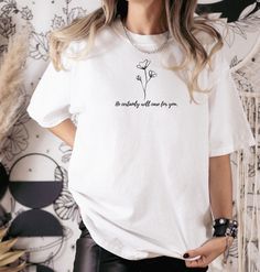 White Wildflower Comfort Colors Tshirt  Color: White, Black Lettering Casual Birth Flower Crew Neck T-shirt, Casual Crew Neck T-shirt With Birth Flower, Inspirational White T-shirt As Gift, Inspirational White T-shirt For Gift, Wildflower Birthday, Boho Tshirt, Christian College, Comfort Colors Tshirt, Graphic Shirt