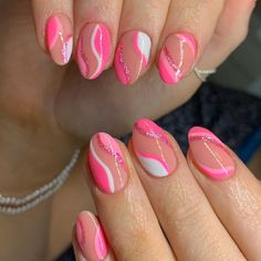 Bright Pink Vacation Nails, Biab Nails, Hoco Nails, Nail Hacks, Girly Acrylic