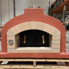 ProForno Mediterranean PRO 30 Native Red Traditional Wood Fired Brick Pizza Oven with Stainless Steel Door Black Metal Door, Refractory Brick, Brick Pizza Oven, Wood Fired Pizza Oven, Stainless Steel Oven, Cooking Temperatures, Wood Fired Pizza, Stainless Steel Doors, Radiant Heat