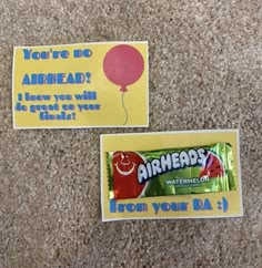 two stickers that say you're no arrhead and have balloons on them