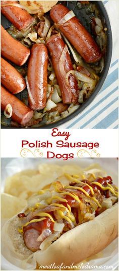 two pictures with hot dogs and potatoes in them