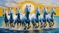 Seven, 7, white horses, running horses, horses, landscape, painting, sun, water, trees, clouds, buy, sell, brush strokes 7 Horses Running Painting Full Hd, 7 White Horses Running Wallpaper, 7 Horses Running Painting Vastu Hd, 7 Running Horses Wallpaper Hd, Tamil Pictures, 7 Running Horses, Vastu Painting