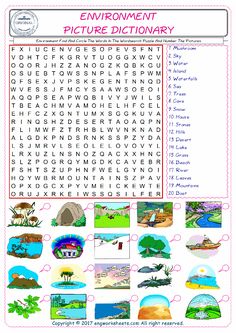 the word search is shown with pictures and words to describe what it's like