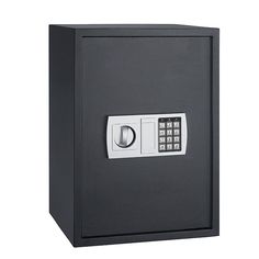 an electronic safe box with the door open