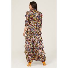 Multicolored floral satin (97% Polyester, 3% Spandex). A-line. 3/4 sleeves. Mock neck. Back zipper closure. 50.5" from shoulder to hemline. Imported. Multicolor Floral Print Maxi Dress With 3/4 Sleeves, Multicolor 3/4 Sleeve Midi Dress For Spring, Spring Multicolor Midi Dress With 3/4 Sleeves, Floral Print 3/4 Sleeve Maxi Dress For Brunch, Floral Print Maxi Dress With 3/4 Sleeves For Brunch, Brunch Floral Print Maxi Dress With 3/4 Sleeve, 3/4 Sleeve Floral Print Maxi Dress For Brunch, Fitted Floral Print Maxi Dress With 3/4 Sleeves, Spring Floral Print Midi Dress With 3/4 Length