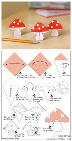 how to make origami mushrooms with pictures and instructions - step by step instruction