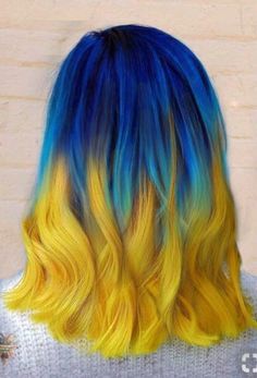 Hair Yellow, Hair Colorful, Light Pink Hair, Blue Ombre Hair, Ombre Hair Blonde, Hair Color For Women, Yellow Hair, Ombre Hair Color