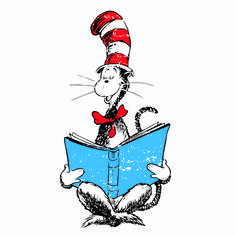 the cat in the hat reading a book poster