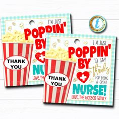 Nurse Appreciation Gift Tag, Thank You Frontlines Worker, Medical Hospital Staff Doctor Gift, Nurse Appreciation Week DIY Editable Template Popcorn Gift Tag, Volunteer Teacher, Appreciation Gifts Diy, Staff Appreciation Gifts, Teacher Appreciation Gifts Diy, Nurse Appreciation Week, Week Schedule, Popcorn Gift, Volunteer Appreciation