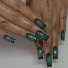 Caramel Latte Nails, Slime Green Chrome, & More Luxe Nail Designs For Taurus Season Green Simple Acrylic Nails, Thermal Nails Acrylic, Nails 2024 Design, Sage Green Coffin Nails, 3 Color Nails Ideas, Short Sage Green Nails, Nail Designs Retro, Deep Green Nails Designs, Nails With Beads