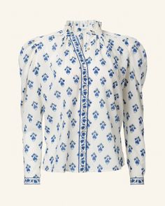 Artemis Indigo Bhutti Shirt Alix Of Bohemia, Hemant And Nandita, Tanya Taylor, Floral Print Shirt, Pink Floral Print, Elegant Blouses, Ruffled Collar, French Seam, City Prints