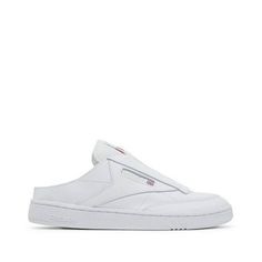 REEBOK Club C Laceless Mule Size: Men 4/Women 5.5.  Color: White.  Gender: unisex.  Age Group: adult. White Footwear, Reebok Club C, Club C, Mules Shoes, Mule, Clothing And Shoes, Age Group, Color White, Women Shoes