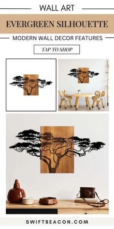 the wall art is designed to look like an african tree and has been made from wood