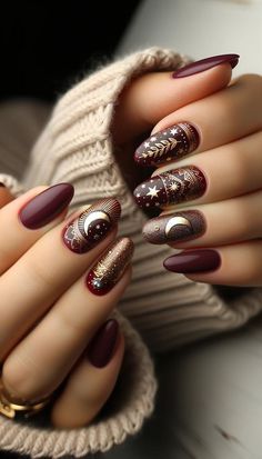 Boho Nails, Unghie Nail Art, Thanksgiving Nails, Winter Nail Art, Fall Nail Designs, Chic Nails, Nail Polishes, Winter Nails