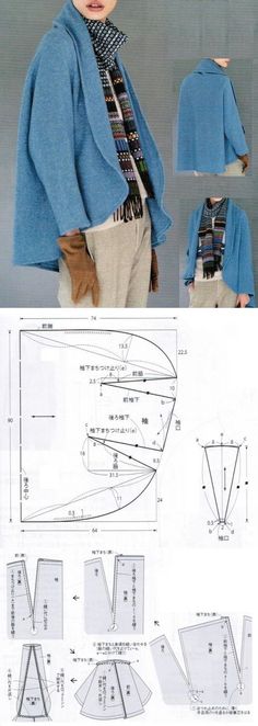 Trendy Sewing Patterns, Trendy Sewing, Patterned Cardigans, Clothes Sewing Patterns, Coat Patterns, Blouse Diy, Sewing Pattern Design, Fashion Blouse Design