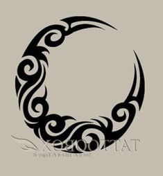 an artistic tattoo design in the shape of a crescent