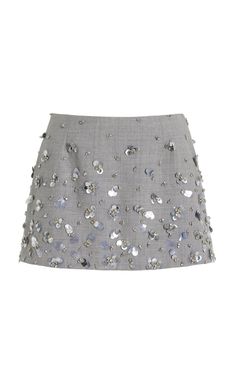 MODA OPERANDI: SIMKHAI Larissa Embellished Wool Mini Skirt… Denim Flares, Tall Model, Model Measurements, Heather Gray, Denim Dress, Side Zip, Jacket Dress