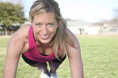 a woman doing push ups with the words meet fit singles on her chest and back