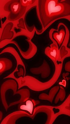 an iphone screen showing the red and black background with hearts on it's side