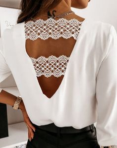 CHELSEA BLOUSE Casual Fabric Type - chiffon Decoration - lace V-Neck Material - spandex, polyester SIZE BUST SLEEVE LENGTH S cm 90 56 58 inches 35.4 22 22.8 M cm 94 57 59 inches 37 22.4 23.2 L cm 98 58 60 inches 38.6 22.8 23.6 XL cm 102 59 61 inches 40.2 23.2 24 XXL cm 106 60 62 inches 41.7 23.6 24.4 CARE INSTRUCTIONS: Don't Bleach, Don't dry clean, Don't iron, for better washing results use hand-wash in water temperature 30��.THANK YOU for visiting our shop! We hope to offer you an amazing expe Dirndl Outfit, Commuter Style, Bandeau Tops, Professional Goals, Backless Blouse, Cardigan Shirt, Casual Tops For Women, Work Clothes, Lace Shirt