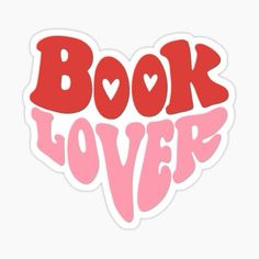 the words book lover written in red and pink on a white background sticker is shown