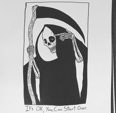 a black and white drawing of a skeleton holding a sculler