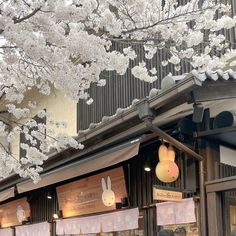 the storefront is decorated with white flowers and bunny ears on it's windows