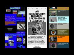 an advertisement for skaanoto in six albums is displayed on a black background with blue and orange accents