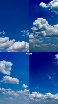 four different shots of clouds in the sky