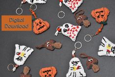 a bunch of key chains that have been made to look like cats and dogs on them