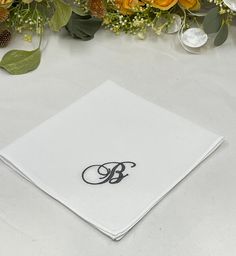 This monogrammed handkerchief is embroidered with a Chopin Script font. It is perfect for weddings, anniversaries, birthdays and other special occasions. Gift ideas: for the wedding party, bridesmaids, flower girl, mother of the bride, mother of the groom, wedding hostess, birthdays, graduation, thank you, retirement, and many other occasions. There are multiple finishes and colors to choose from. To order: 1) select the finish option from the drop-down menu. 2) add thread color and a single let Embroidered Text Cotton Handkerchiefs For Gifts, Cotton Handkerchiefs With Embroidered Text For Gift, Cotton Handkerchiefs With Embroidered Text As Gift, Traditional Cotton Handkerchiefs For Gifts, Traditional Cotton Handkerchiefs As Gift, Elegant Embroidered Handkerchiefs Gift, White Handkerchiefs With Embroidered Text For Gift, White Handkerchiefs With Embroidered Text As Gift, Classic Rectangular Handkerchiefs For Gifts