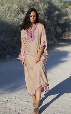 oooooooooooooooooooooo Winter is just around the corner here, and we wanted to design something exotic, elegant yet comfortable for the occassion. You can wear it on the beach, or after a swim, in the evening, anywhere, anytime. Bring a touch of our unique bohemian designs to your everyday life, and be bohemian... ♥This caftan comes in One size (Suits S-L , up to bust 115 cm, 45 inches). ♥Availability: In Stock material: Cotton Colour: Beige Status : In Stock ♥ ♥Maison Marrakech Size Chart (all Beige Maxi-length Kaftan For Summer, Luxury Maxi-length Beach Kaftan, Casual Embroidered Kaftan For Beach Cover-up, Pink Summer Maxi-length Kaftan, Summer Embroidered V-neck Kaftan, Moroccan Kaftan, Spring Boho, Moroccan Caftan, Autumn Dress