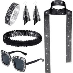 New Product Disco Costume Set: You're Provided With 1 Set Of Y2k Accessories, Including 1 Piece Of Glitter Neck Scarf, 1 Piece Of Y2k Headbands, 1 Piece Of Coil Bracelet, And 1 Piece Of Rectangle Sunglasses; 1 Pair Of Long Earrings; The Set Can Provide A Nice Matching Choice To Your 60s 70s Party Costume Wide Applications: These Disco Accessories Can Show The Vintage Style Of The 60s And 70s, Are Widely Applicable For Disco Parties, Festivals, Christmas Parties, Celebrations, Stage Performance A Disco Accessories, Disco Parties, Scarf Sunglasses, Disco Earrings, Silver Rope Bracelet, Disco Costume, Sequin Scarf, Women Costume, 70s Party