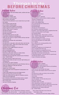 a pink poster with the words things to do before christmas written in english and spanish