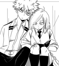 two anime characters sitting next to each other