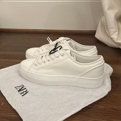 Size 10 - White - Never Worn - New With Tags! Zara Sneakers Women, Zara Lace-up Sneakers For Spring, Zara Sporty Sneakers For Spring, White Zara Sneakers For Spring, Everyday Spring Platform Sneakers, Spring Everyday Platform Sneakers, Zara Casual Sneakers For Spring, Zara Spring Casual Sneakers, Zara Casual Spring Sneakers