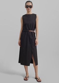 Romy Belted Midi Dress - Black The Frankie Shop, Frankie Shop, Belted Midi Dress, Paris Woman, High Neck Sleeveless, Long Midi Dress, Column Dress, Tailored Dress, White Shirt Dress