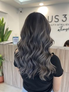 Cool Tone Dark Hair, Cool Toned Dark Hair, Ashy Babylights On Dark Hair, Cool Tone Balayage, Hair Color Ideas Dark, Hair Colora, Balayage Hair Grey, Braid Crown, Balayage Hair Ash