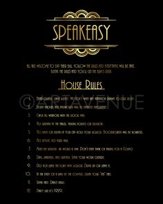 the speakeasy menu for house rules