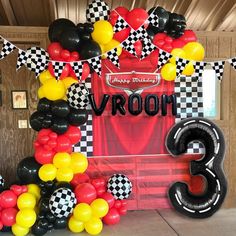 PRICES MAY VARY. What you will get: you will receive 134 pieces balloon, including 122 pcs latex balloons, 5pcs 18inch checkered balloons,1pc 40inch number balloon,1 set 16inch VROOM Balloon ,1 set 30FT checkered pennant ,1 single chain and 1 dispensing roll, sufficient quantity to meet your daily use, and you don't have to worry about the shortage of quantity, which can meet your various needs Quality material: these red black yellow balloons are made of quality latex, each balloon is strictly Car Theme Party, Festa Monster Truck, Car Balloon, Car Birthday Party, Race Car Themes, Party Arch, Disney Cars Birthday, Car Themed Parties, Car Birthday Theme