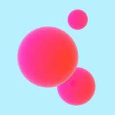 three red balls floating in the air on a blue background