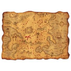 an old pirate map is shown on a white background