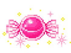 an image of a pixelated object in the shape of a pink ball with eyes