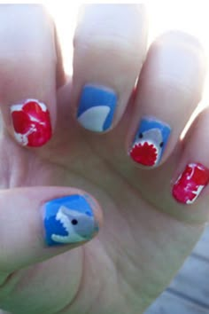 Shark Nail Art, Coolest Nails, Nerdy Nails, Smosh, Shark Week, Mani Pedi, Sharks, How To Do Nails, Super Cool